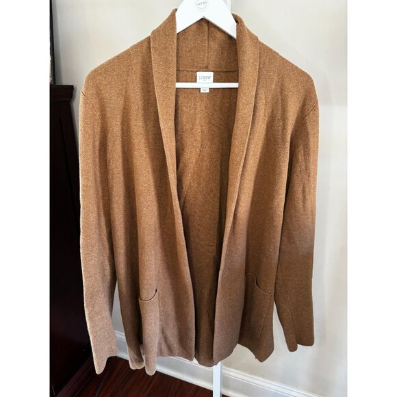 Gorgeous J Crew knit blazer/cardigan caramel color size large - Picture 2 of 8